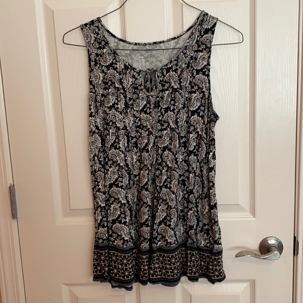 Motherhood Maternity black and tan sleeveless blouse medium